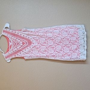 Coral and Cream Lace Dress